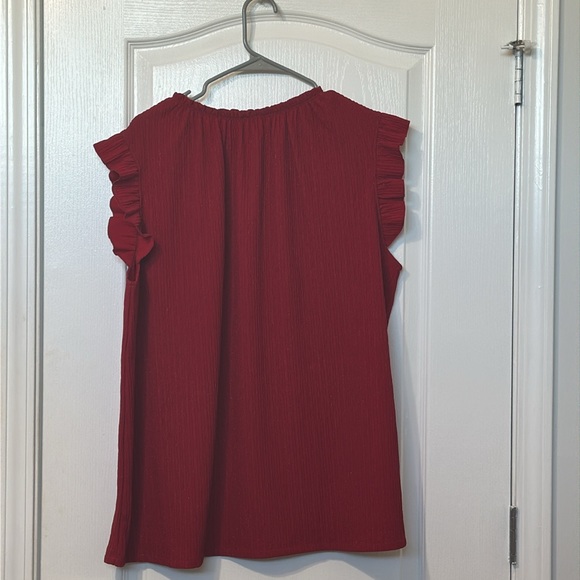 Red Ruffled Ribbed O- Neck top2XL - Picture 2 of 2
